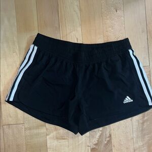 Adidas Black Athletic Shorts with Three-Stripe Design